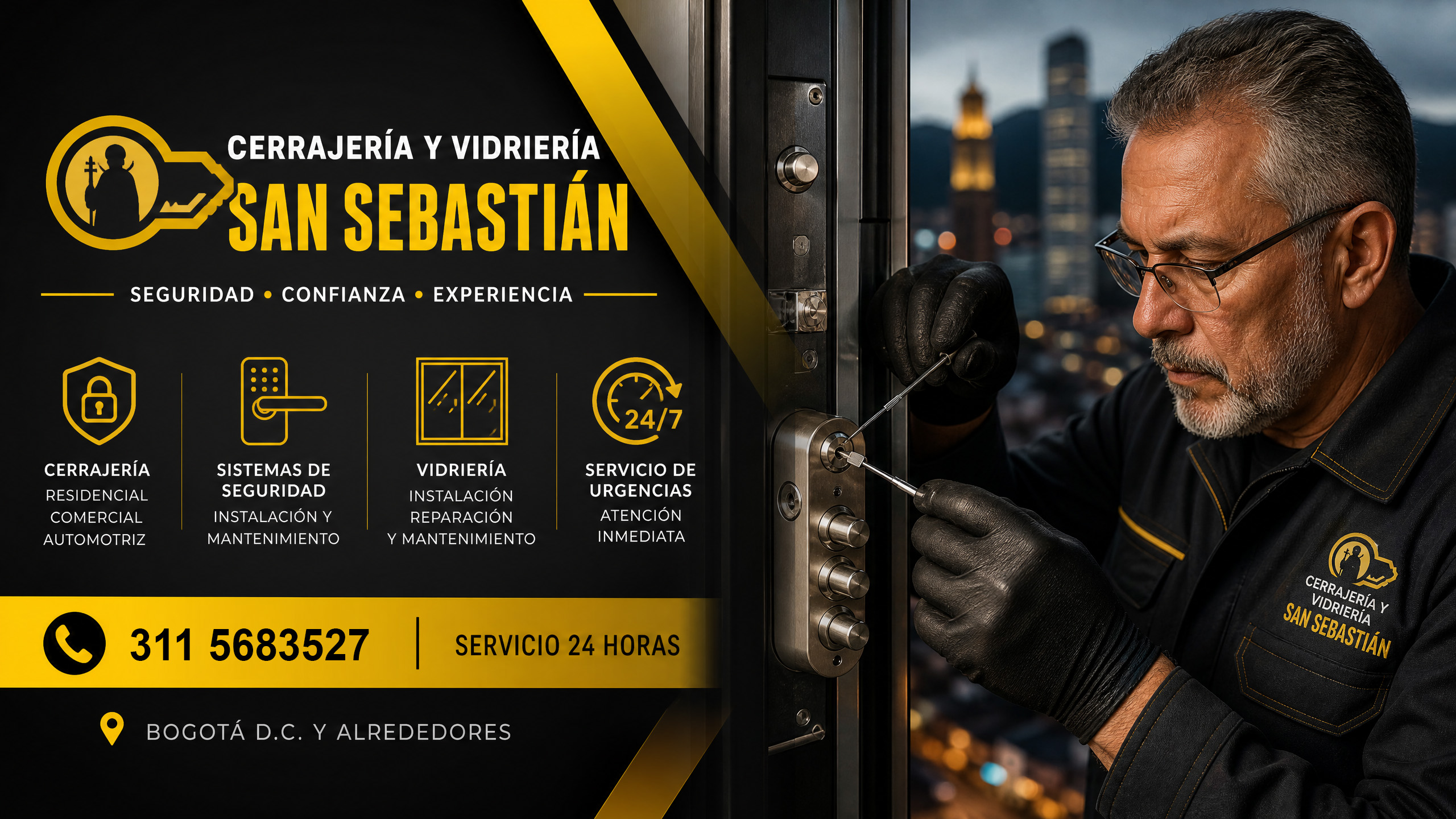 Cerrajero profesional trabajando